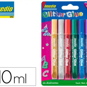 Artesanal Pegamento Imedio Glitter Glue Original para Manualidades 10 Ml Blister 6 Colores Surtidos