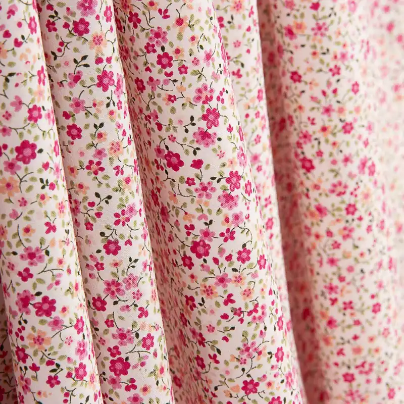 Popelín Algodón Orgánico Estampado Mil Flores Fucsia Favorito De Clientes