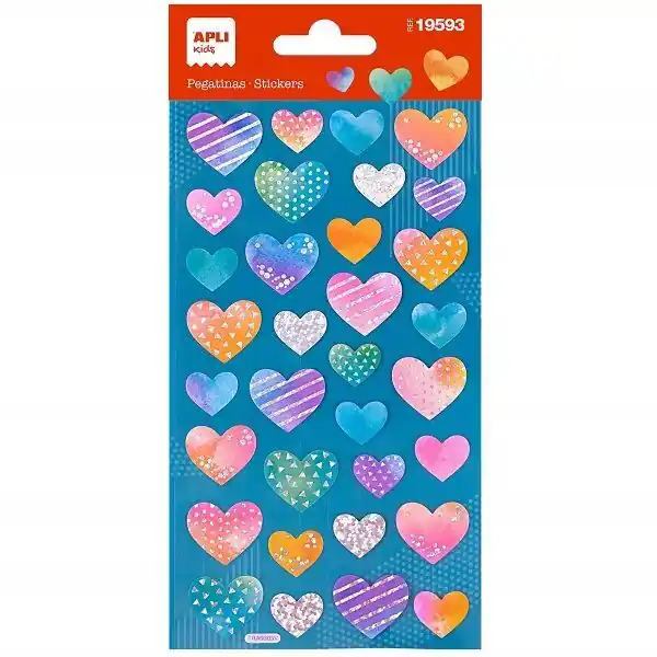 Envío Exprés Blister Pegatinas Apli Corazones Holograficos 1 Hj