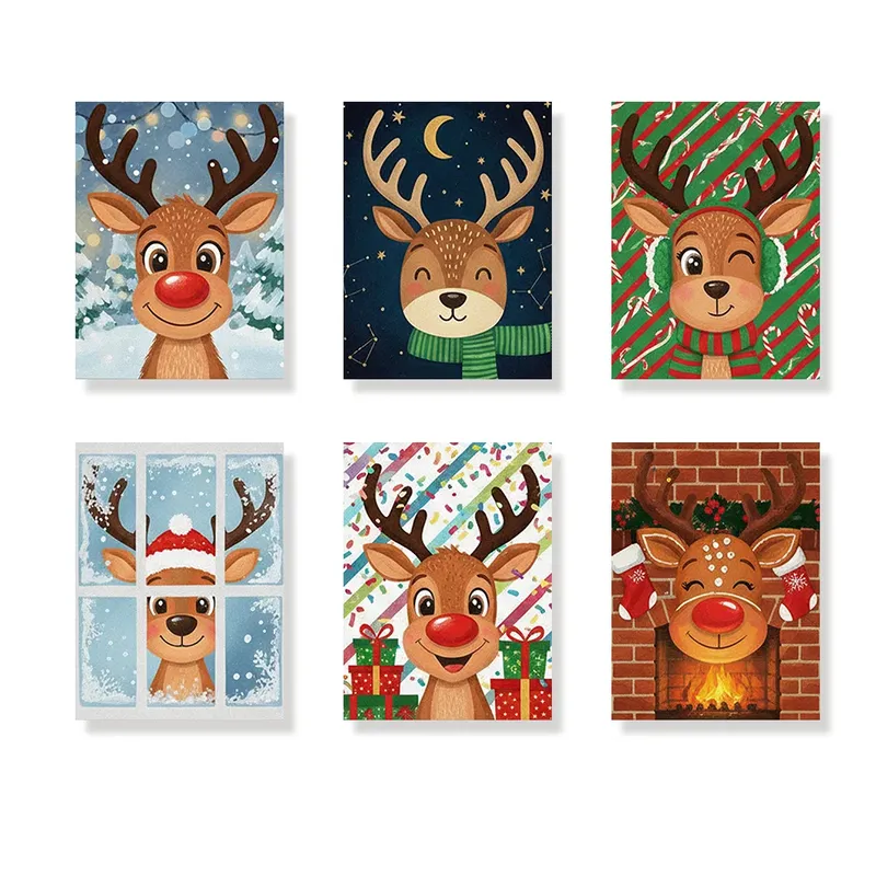 Garantía De Devolución De Dinero Pintar por números – 6 mini pinturas | Bonita cara de reno