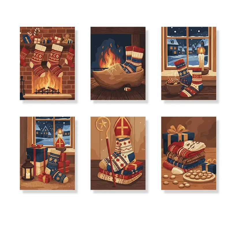 Pintar por números – 6 mini pinturas | Calcetines cómodos Envío Gratis