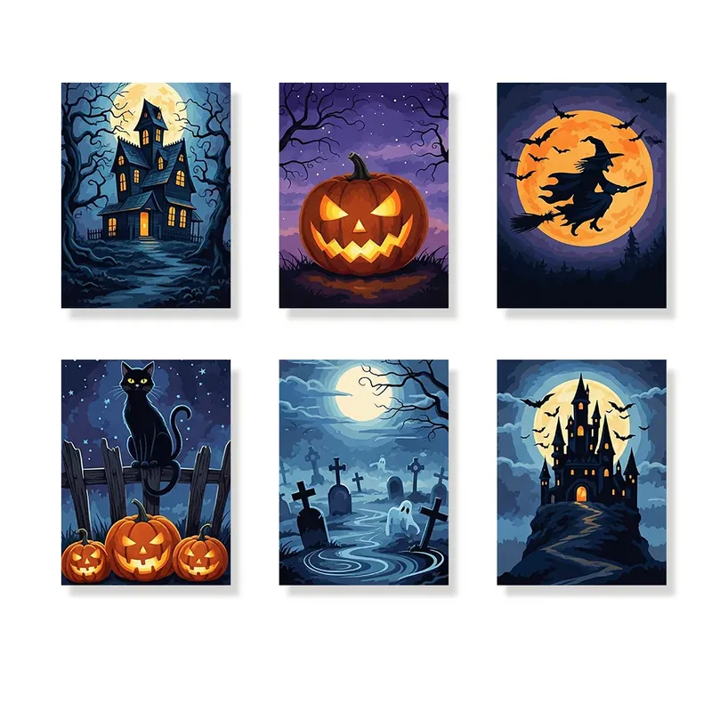 Pintar por números – 6 mini pinturas | Colección Noches Espeluznantes Rebajas