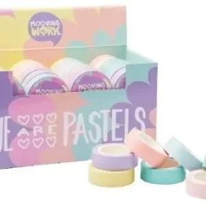 Cinta Adhesiva Decorada Mooving Work Pastel Glitter 1. 5 cm X 5M Colores Surtidos Auténtico