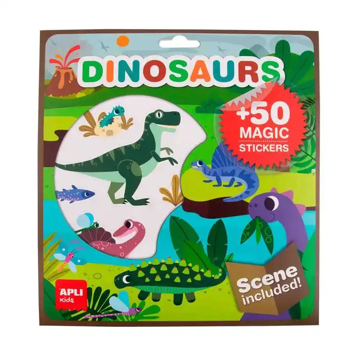 Rebajas Juego de Pegatinas con Escenario Apli Dinosaurs