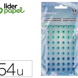 Entrega Rápida Pegatinas Liderpapel Gemas Verdes y Azules Brillantes con Relieve para Todas Superficies 190X105 mm en