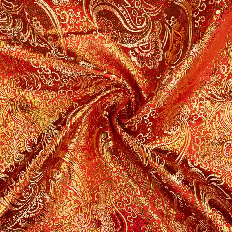 Precio Reducido Jacquard Rojo con Lurex Cachemire Dorado