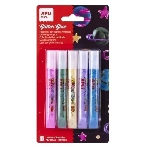 Envío Exprés Pegamento Glitter Efecto Metalizado Blister 5 Colores Surtidos