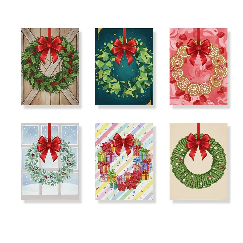 Pintar por números – 6 mini pinturas | Mini corona con lazo rojo Pedido Al Por Mayor