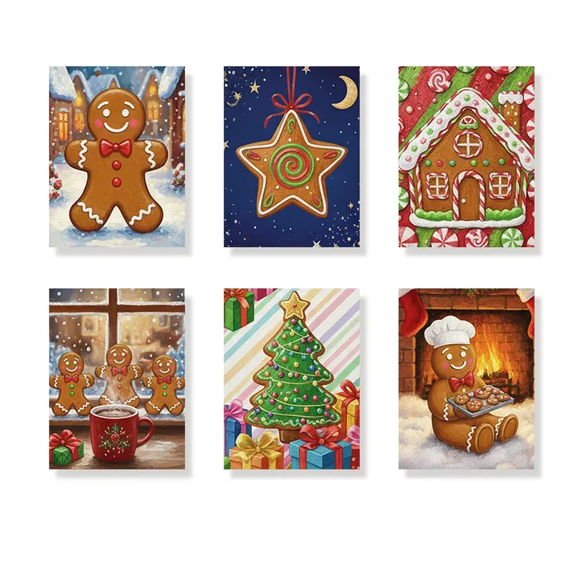 Pintar por números – 6 mini pinturas | Pequeña galleta de jengibre Mejor Calidad
