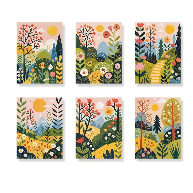 Pintar por números – 6 mini pinturas | Pequeño matorral Tendencia