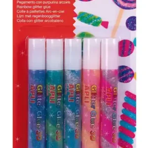 Súper Precio Pegamento Glitter Arcoiris 3D Blister 5 Colores Surtidos