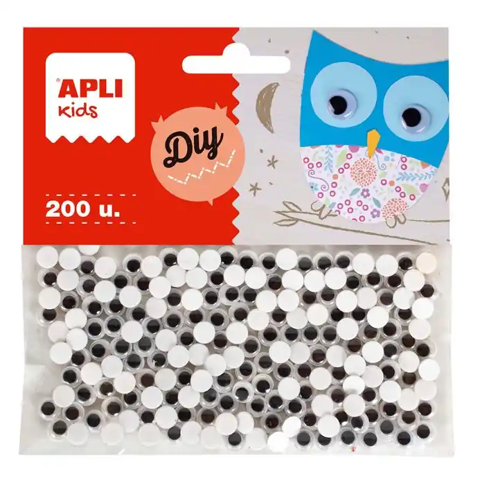 Disponible Ahora Ojos Moviles Redondos Adhesivos 6 mm Apli Negros Bolsa 200 ud