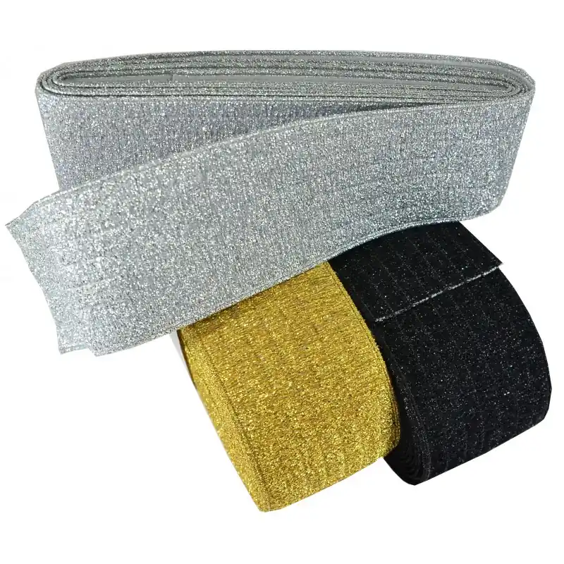 Novedad Cinta Elástica 6cm Metalizada por Metros - Plateado