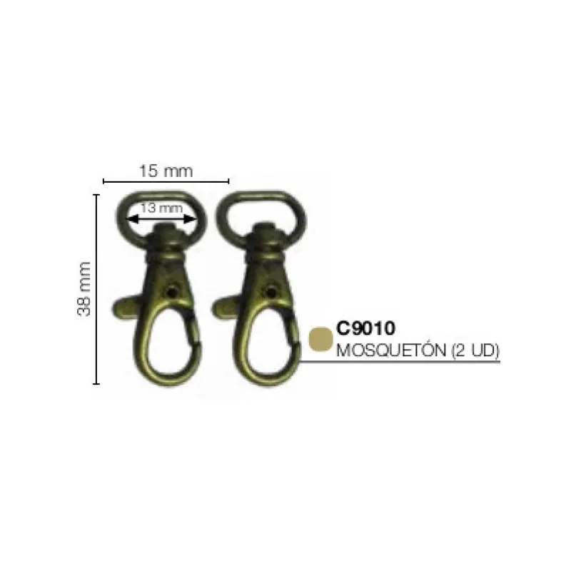 Mosquetón Oro Viejo 15x38mm (2 Unidades) Solo Hoy