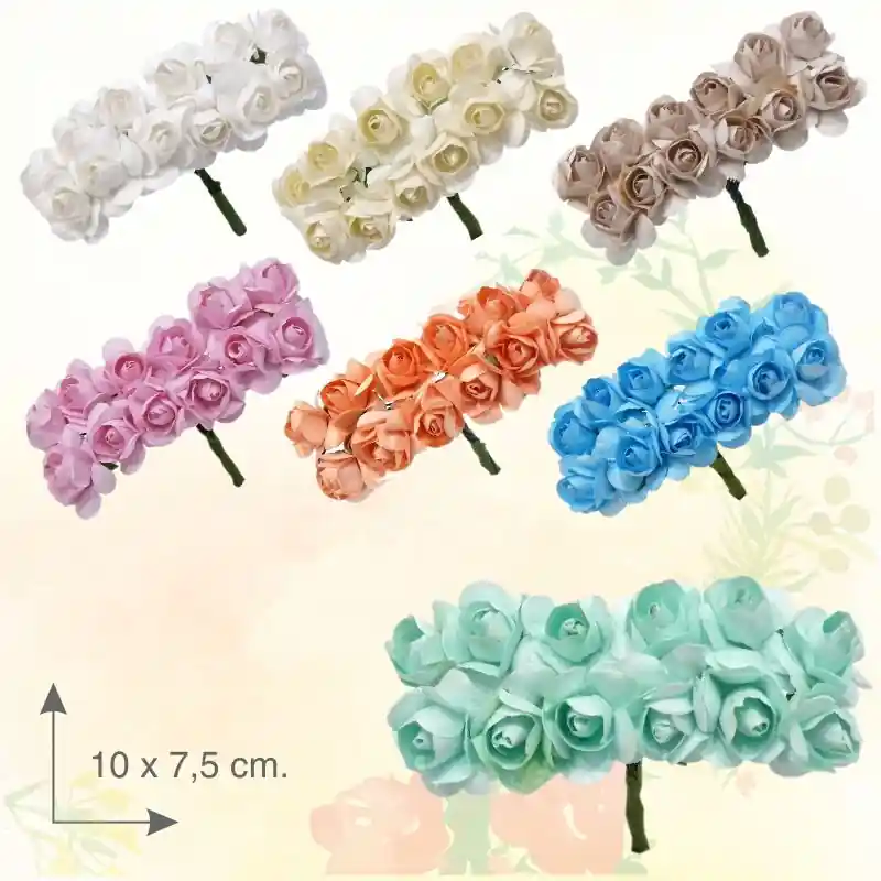 Ramillete de Flores Secas de Papel - 12 Flores por Ramillete - Beige Compra Ahora