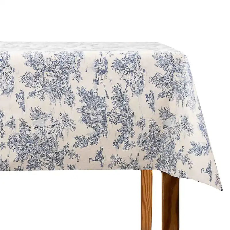 Algodón Resinado Toile de Jouy Azul-Blanco Más Vendido