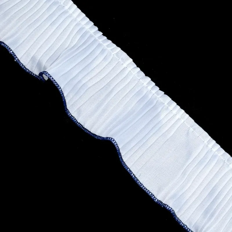 Volante plisado blanco, rulo de colores 40mm - Marino Novedad