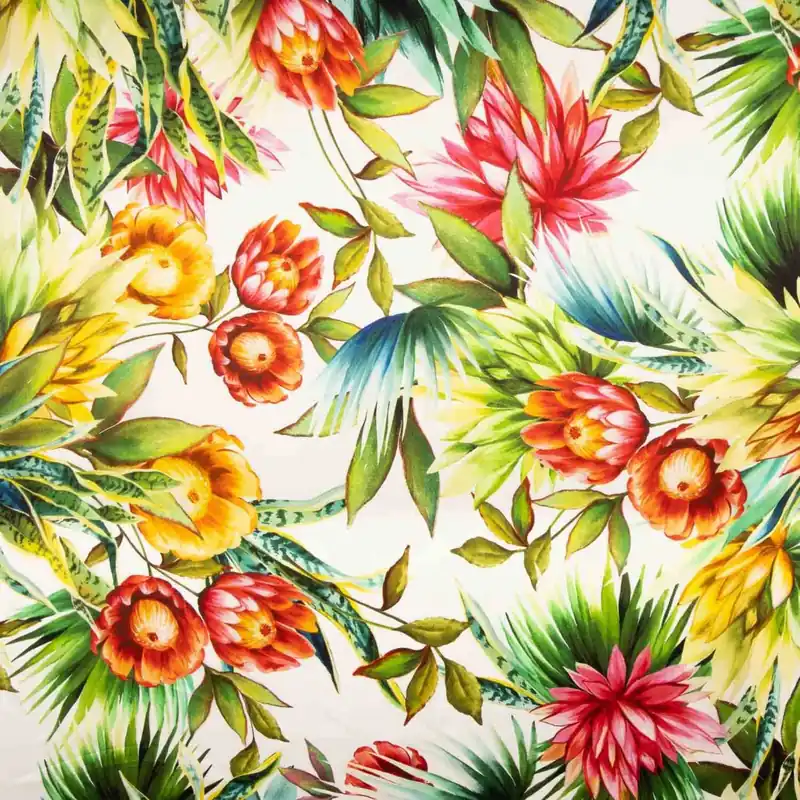 Satén Seda Natural Tropic Wave De Moda