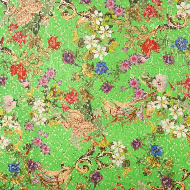 Gasa Georgette Lúrex Jardín Esmeralda Garantía De Devolución De Dinero