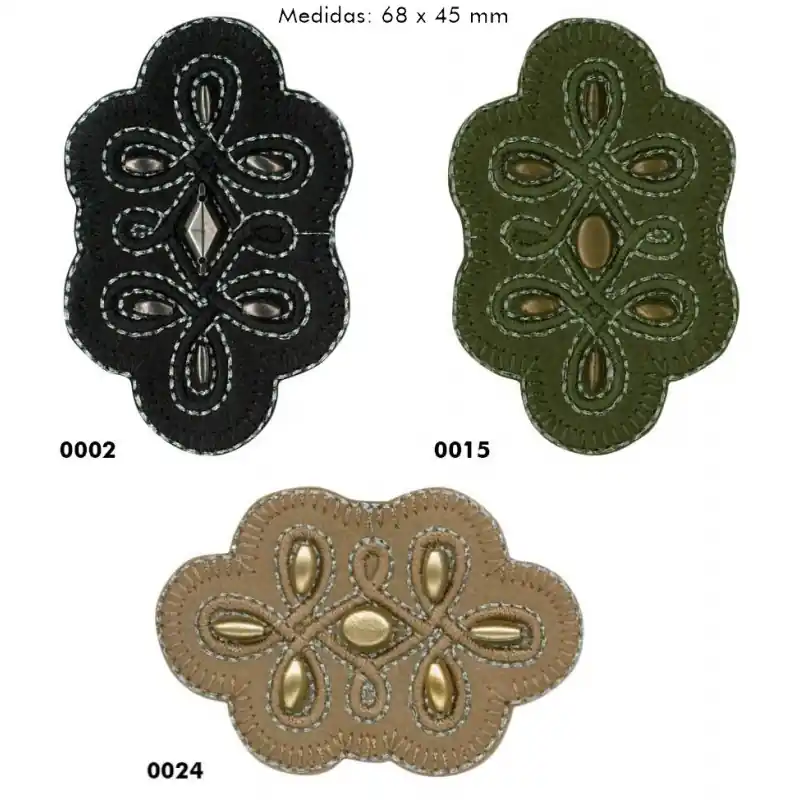 Aplique simetria 6,8 cm x 4,5 cm - 0002 Negro Stock Limitado