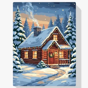 Pintar por Números – Cabaña acogedora junto a los pinos invernales Envío Exprés