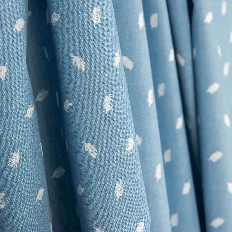 Envío Inmediato Denim Camisero Hojas Azul Claro