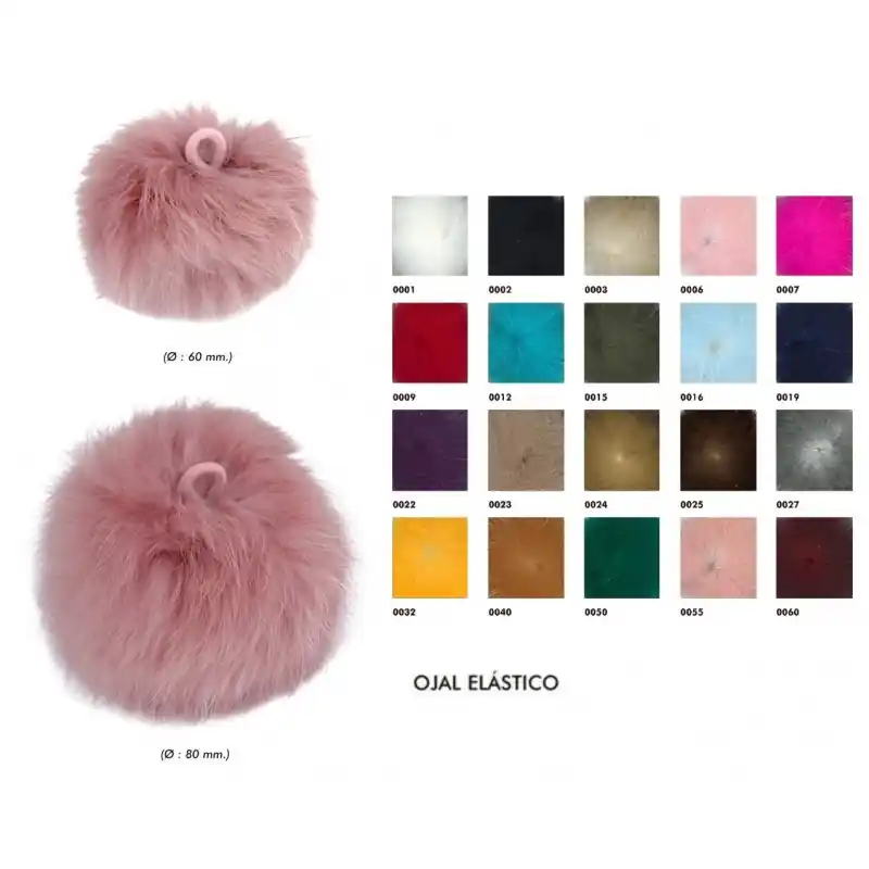 Pompón de Piel de Conejo 6cm y 8cm - 6 cm - 0001 Blanco Directo De Fábrica