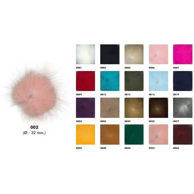 Nueva Colección Pompón de Piel de Conejo 32mm - 0001 Blanco