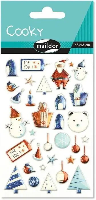 Stickers Cooky Navidad Papa Noel Infantil Pack 1 Hj 7,5X12 cm Premium