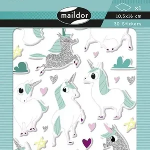 Popular Stickers Puffy Unicornios 1 Hoja 10,5 X 16 cm