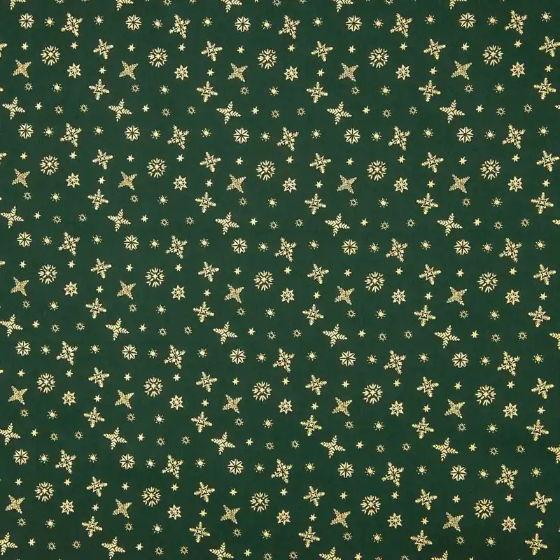 De Moda Popelín Estampado Copos de Oro Verde