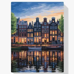 Pintar por Números – Casas del canal de Ámsterdam al atardecer Oferta De Temporada
