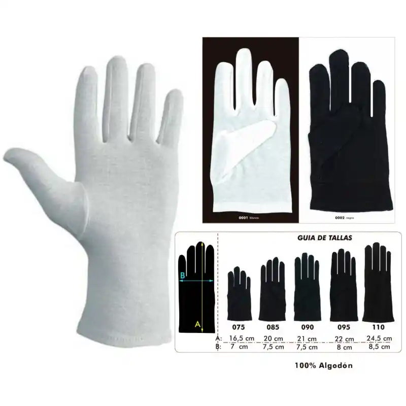 Guantes de Algodón Blanco o Negro - XS - Blanco Precio Económico