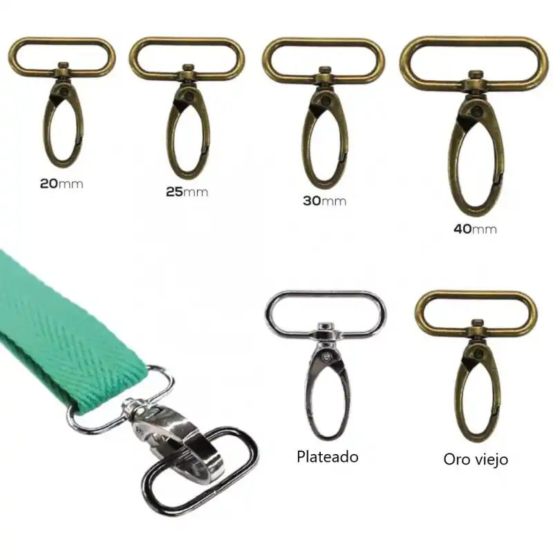 Mosquetón Metálico con Hebilla Redonda - 2 cm - Plateado Oferta