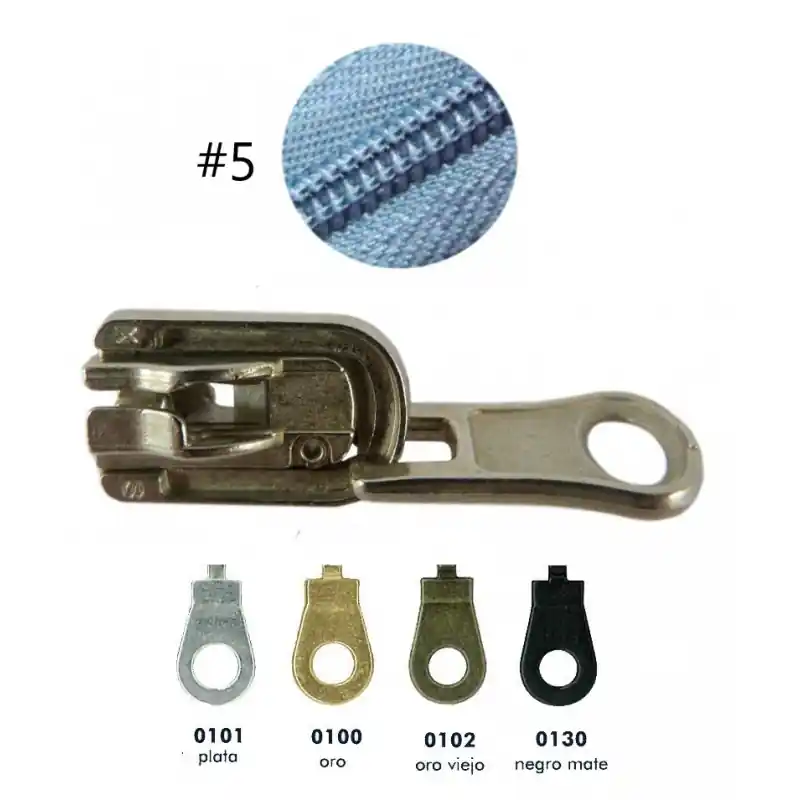 Liquidación Cursor Cremallera Reversible 5mm - Malla Espiral - 0101 Plateado