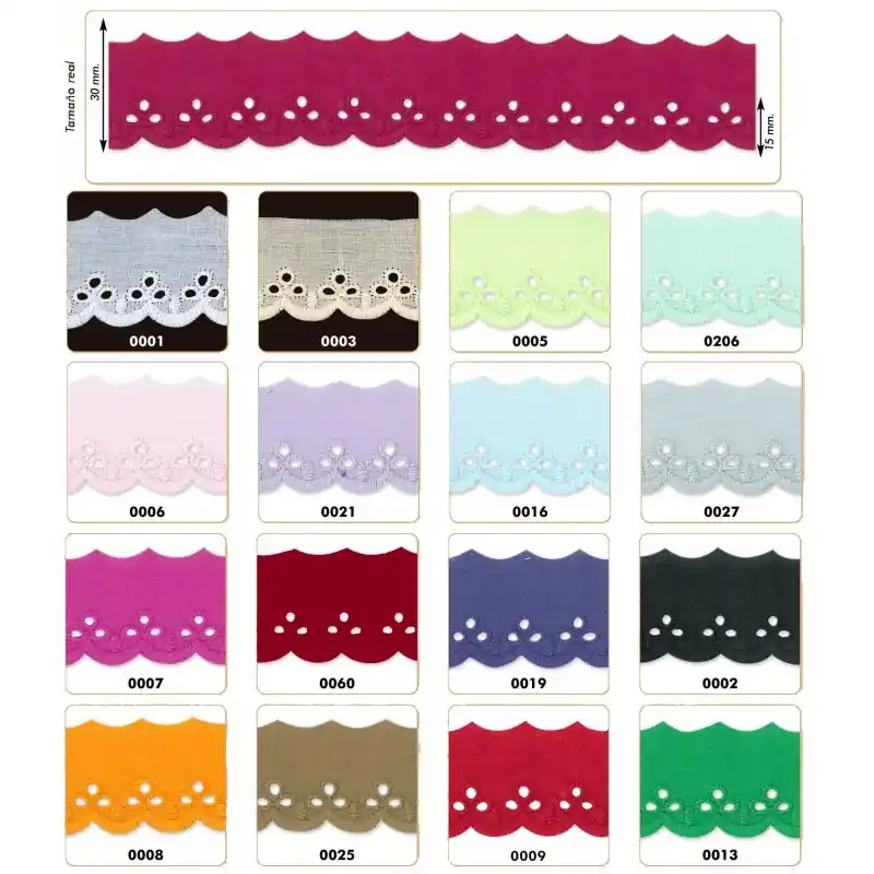 Tira Bordada de 2 cm con Diseño de Tréboles - 0001 Blanco Disponible Ahora