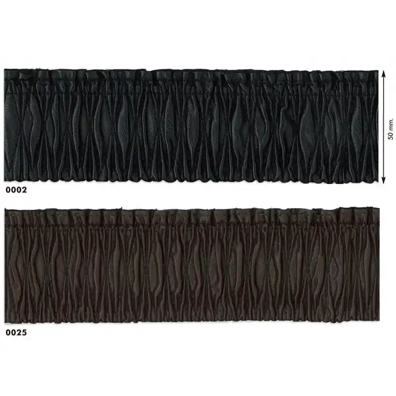 Cinta Elástica Fruncida de Polipiel 5 cm - 0002 Negro Imprescindible (Must-Have)