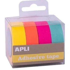 Súper Precio Cinta Adhesiva Fluor 15 mm X 10 M Pack 4 Colores Surtidos