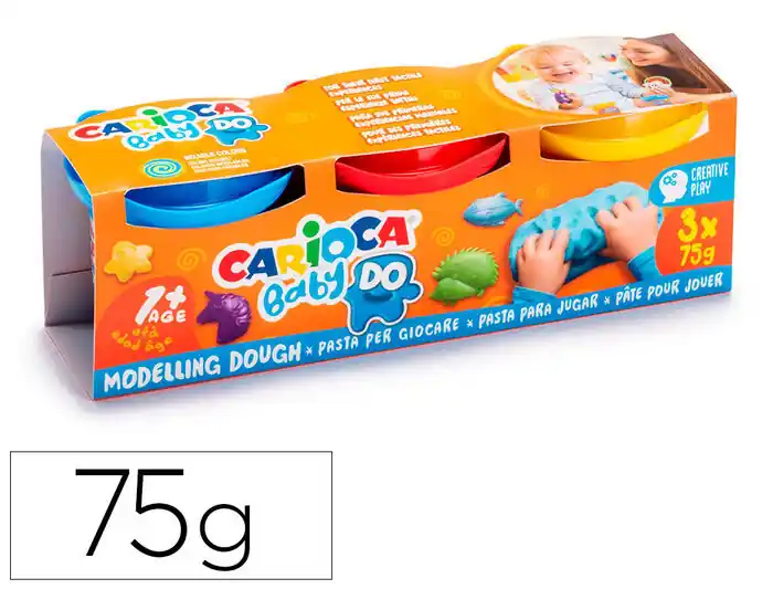 Bestseller Pasta de Modelar Carioca Baby Dough Bote 75 G Set de 3 Colores Surtidos