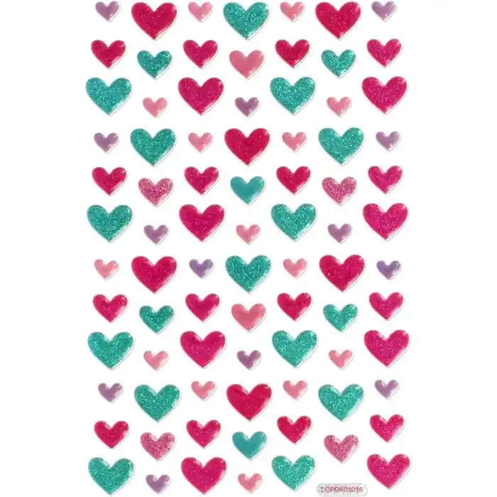 Blister Pegatinas con Relieve Purpurina Corazones Precio De Fábrica