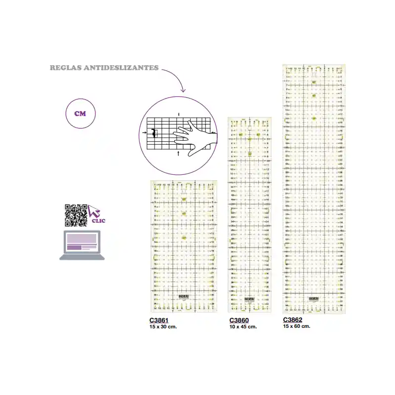 Regla Rectangular con Tratamiento Antideslizante - 10cm x 45cm Precio Reducido