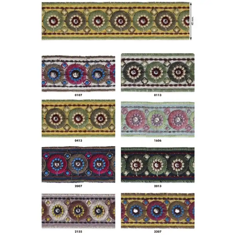 Cinta Bordada con Espejitos - 4 cm - Lila Oferta De Temporada