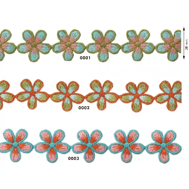 Artesanal Pasamanería Flores Tívoli: 25mm, Flores para Decorar - 0001