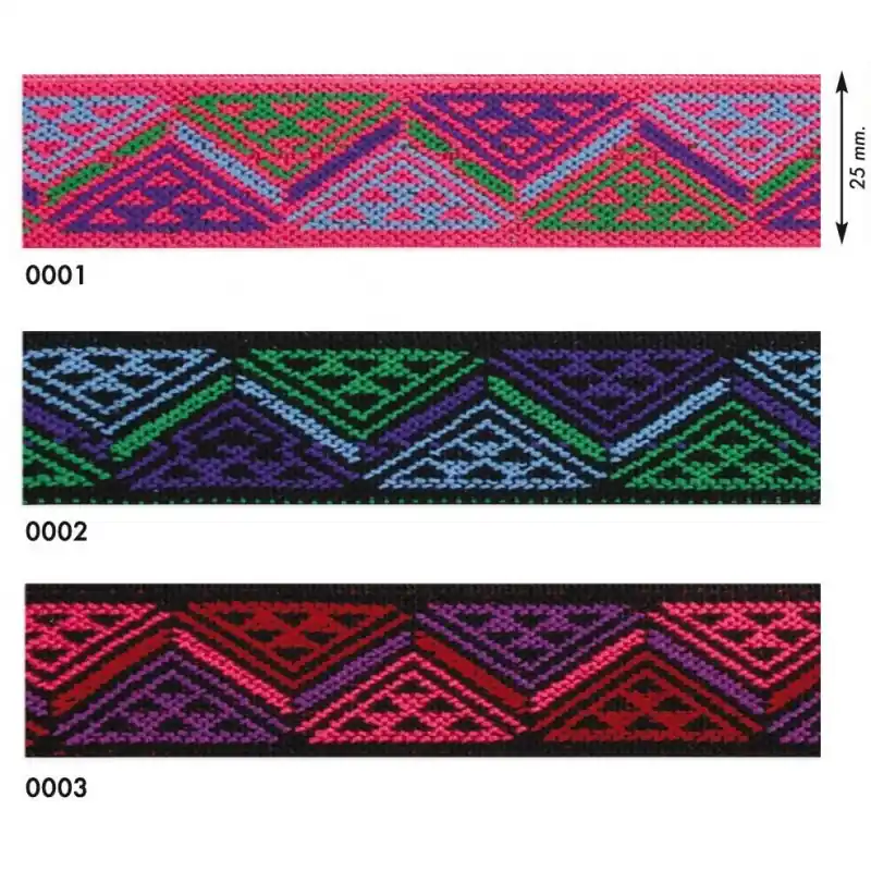 Cinta Elástica Étnica Triángulos 2,5cm - 0001 Oferta Limitada
