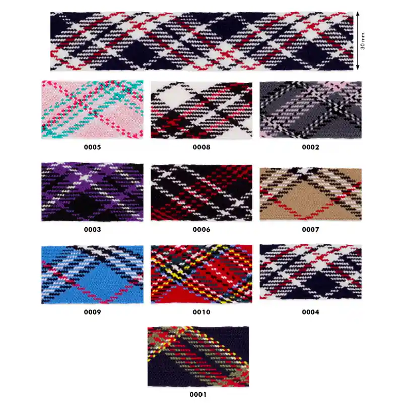 Auténtico Cinta Tejida Cuadros 3cm - 0001