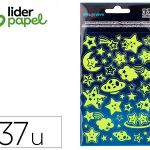 Pegatinas Liderpapel Luminosas Estrellas con Relieve 190X105 mm en Blister Garantía De Devolución De Dinero