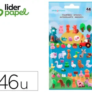 Mayoreo Pegatinas Liderpapel Cute Animales Granja con Relieve 190X105 mm en Blister