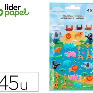 Precio Rebajado Pegatinas Liderpapel Cute Animales Safari con Relieve 190X105 mm en Blister