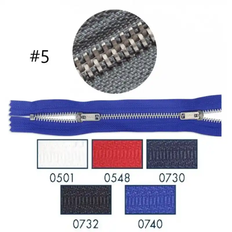 Cremallera Buzo Doble Cursor Cerrada - Malla Metálica Plateada - 501 Blanco Envío Internacional