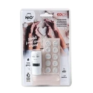 Sello Ent. aut. Colop Printer Little Nio Ø17Mm con 10 Gomas Intercambiables con Motivos para Cocina. Gris (154844) Garantía De Devolución De Dinero